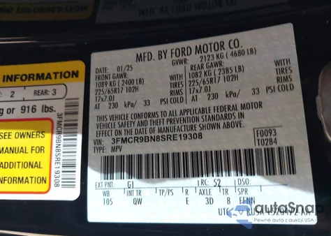 2025 Ford Bronco Sport Big Bend from USA, damaged, VIN 3FMCR9BN8SRE19308